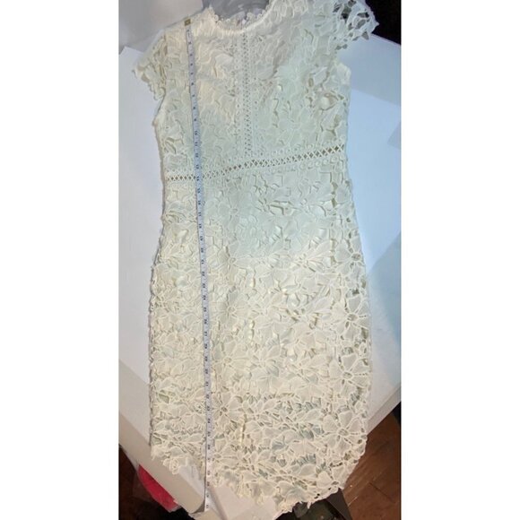 Jodifl Cream Eyelet Lace Overlay Pencil Dress Delicate Floral Lace Women's Small - Picture 11 of 13